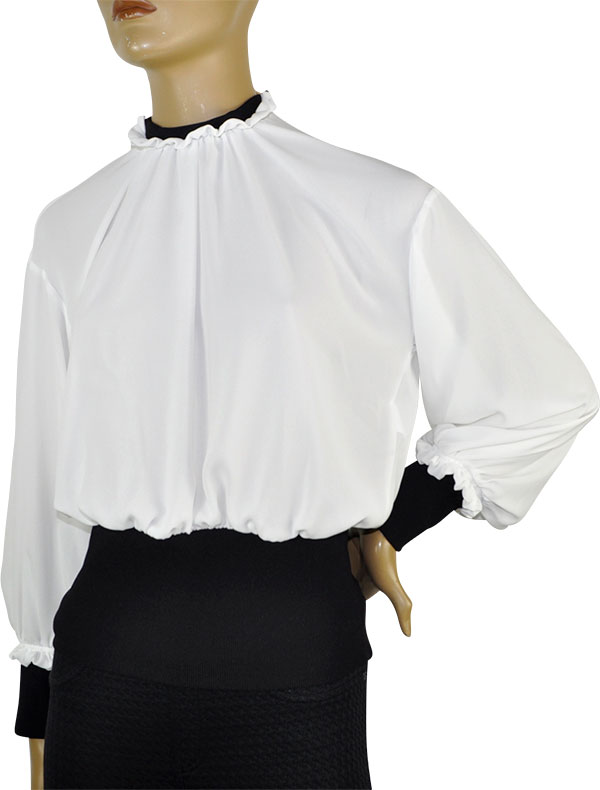 在庫一掃セール SALE 秋冬 インポートブラウス IMPERIAL 切替ブラウス　白