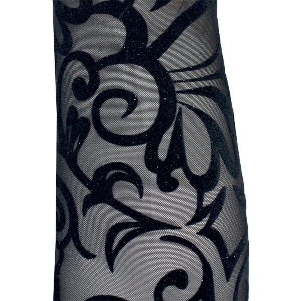 イタリアインポートレギンス JADEA 4309 ラメレース切替レギンス 黒