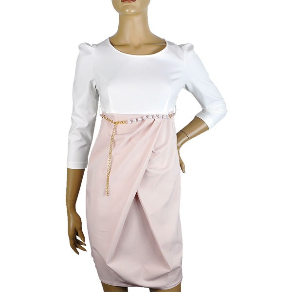 在庫一掃セール  春夏 インポート ワンピース IMPERIAL 切替ワンピース チェーンベルト付 ピンク 