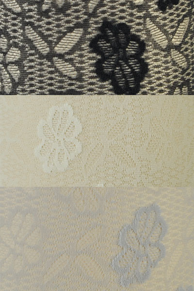 インポート ガーターストッキング GAETANO CAZZOLA ELENA 花柄ガーターストッキング 黒、グレー、アイボリー