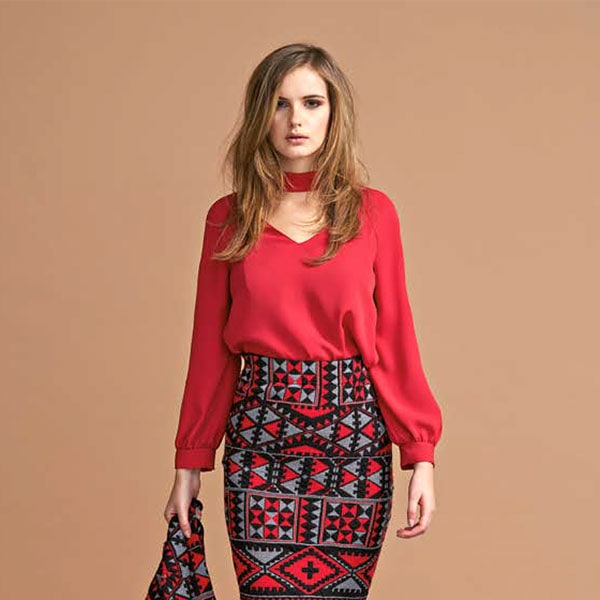 在庫一掃セール SALE 秋冬イタリア インポート ブランド ブラウス ELEONORA AMADEI デザインブラウス 赤