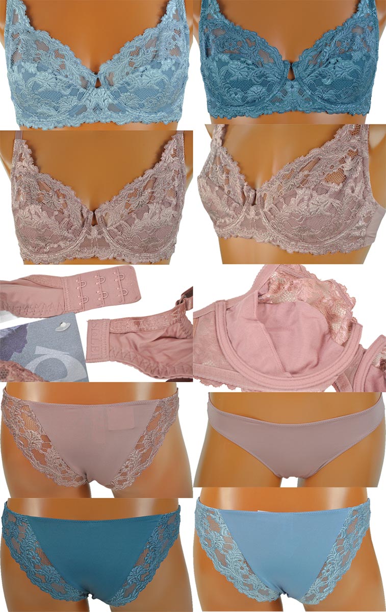在庫一掃セール イタリア インポート ランジェリー SieLEI BASIC LACE レースノーパッドブラ・ショーツセット 
