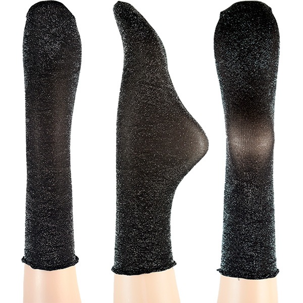 イタリア インポート ブランド 柄ソックス BC DONNA LOLLIPOP ラメソックス 黒