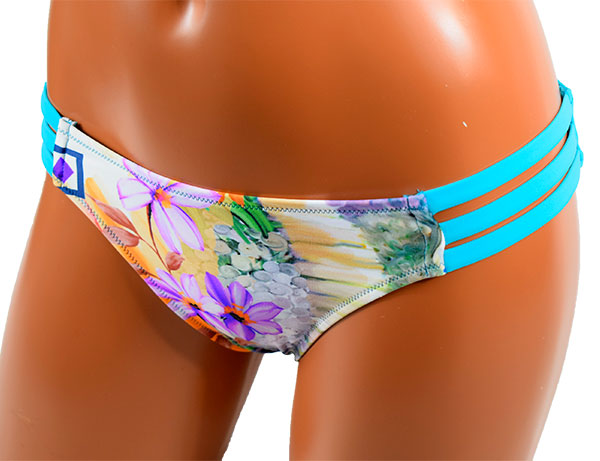 イタリアインポート水着 LILLY LF345 パネルプリントプッシュアップブラビスチェ水着ビキニ　ブルー系