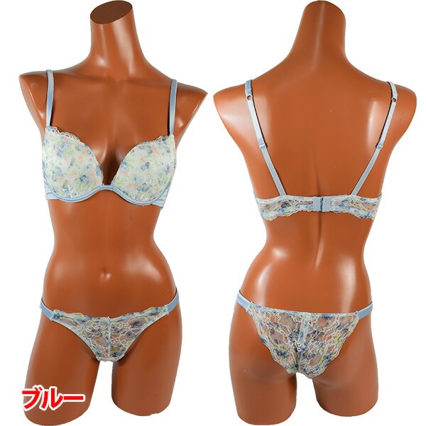 イタリア インポート ブランド ランジェリー LOVE&BRA 60395 花柄プッシュアップブラ・ブラジリアンタンガセット 2色