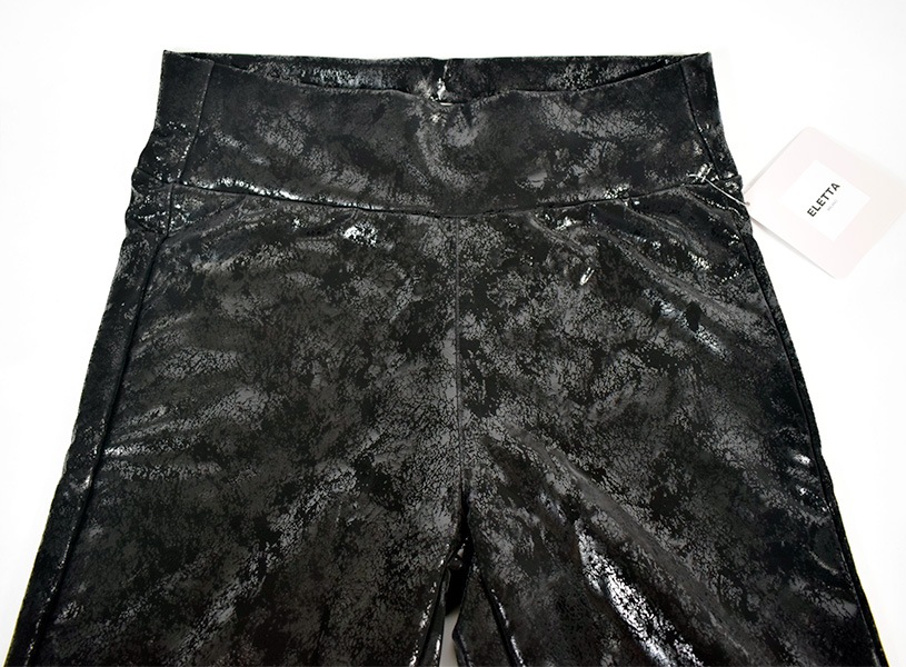 イタリア インポート ブランド レギンス ELETTA 13102 クラッシュエコレザーサーマルレギンス　黒