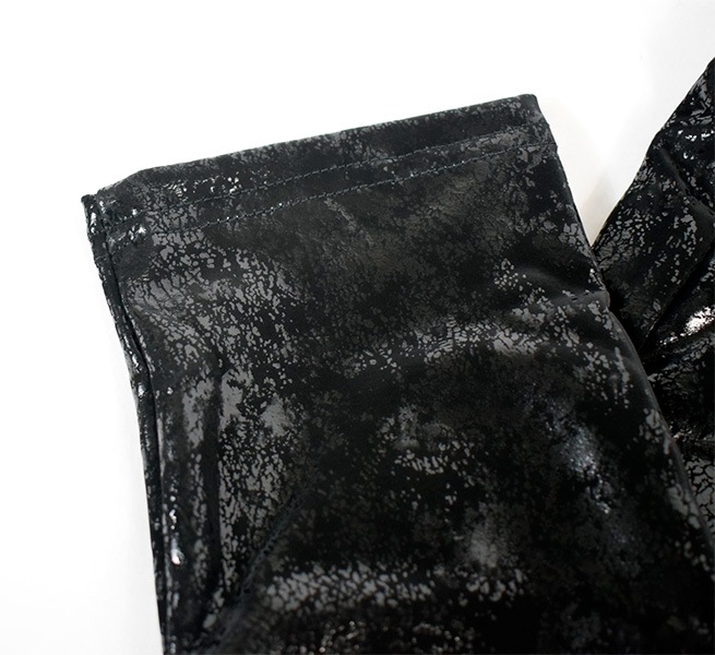 イタリア インポート ブランド レギンス ELETTA 13102 クラッシュエコレザーサーマルレギンス　黒