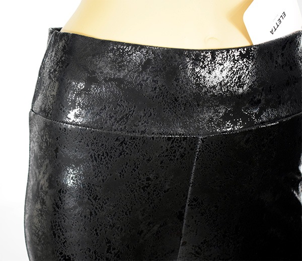 イタリア インポート ブランド レギンス ELETTA 13102 クラッシュエコレザーサーマルレギンス　黒