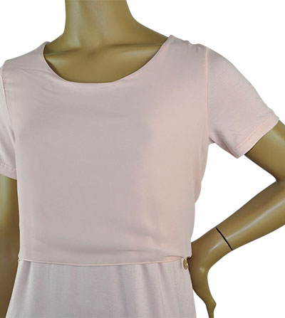 在庫一掃セール SALE 春夏 インポート カットソー Y not? シフォン切替カットソー　ピンク