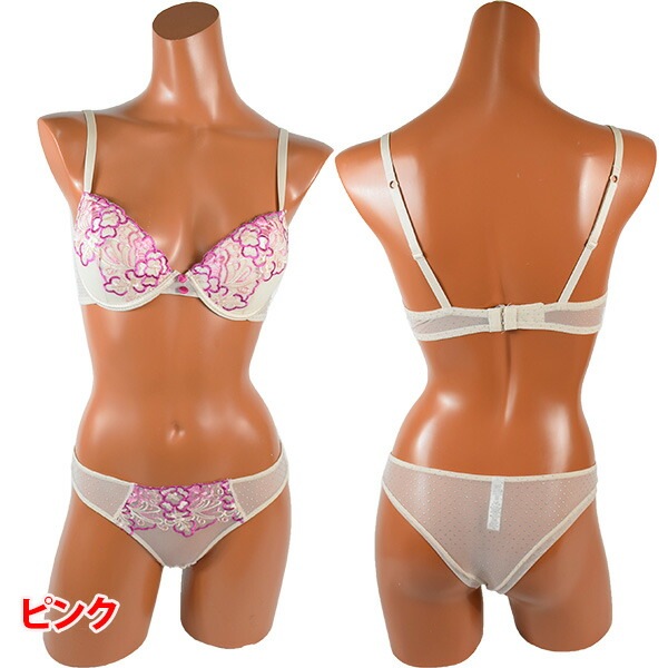 イタリア インポート ブランド ランジェリー LOVE&BRA 60896 花柄刺?プッシュアップブラ・ブラジリアンタンガセット 2色