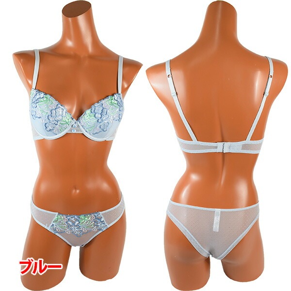 イタリア インポート ブランド ランジェリー LOVE&BRA 60896 花柄刺?プッシュアップブラ・ブラジリアンタンガセット 2色