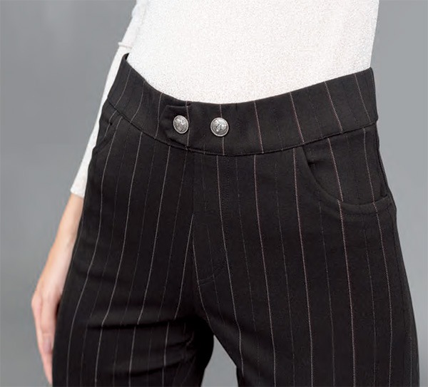 イタリア インポート ブランド レギンス ELETTA 13125 ピイストライプ柄レギンスパンツ　黒