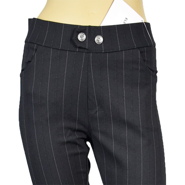 イタリア インポート ブランド レギンス ELETTA 13125 ピイストライプ柄レギンスパンツ　黒