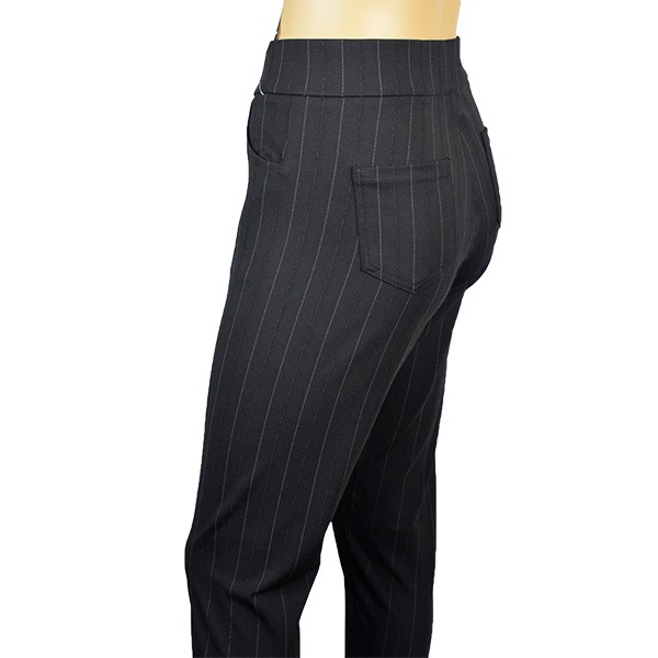 イタリア インポート ブランド レギンス ELETTA 13125 ピイストライプ柄レギンスパンツ　黒