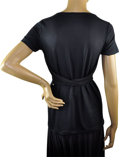 在庫一掃セール SALE 春夏 インポート カットソー Y not? シフォン切替カットソー　黒