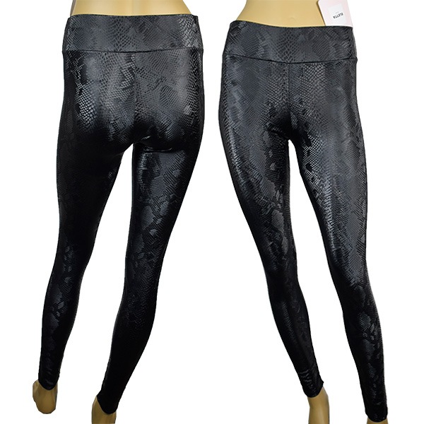 イタリア インポート ブランド レギンス ELETTA 13126 スネーク柄サーマルレギンス 黒