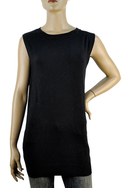 在庫一掃セール 春夏 イタリア インポート ニット ELEONORA AMADEI レース切替チュニックトップ 黒