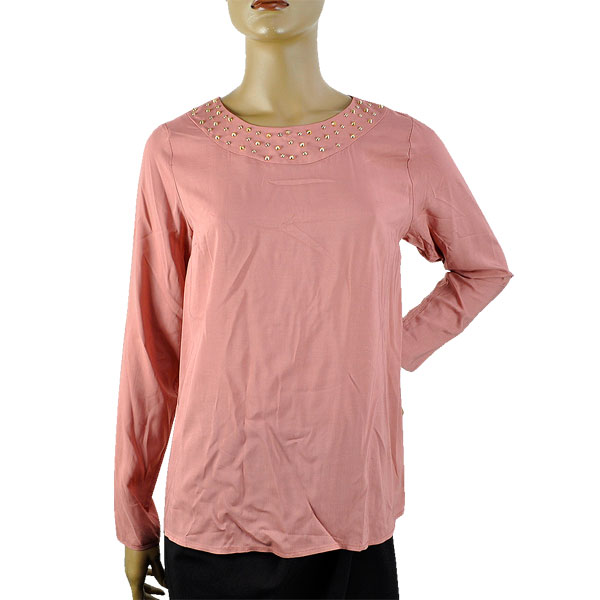 在庫一掃セール 秋冬 インポート ブラウスIMPERIAL ラウンドネックブラウス ローズ 