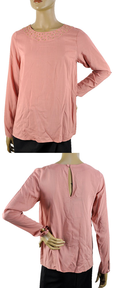 在庫一掃セール 秋冬 インポート ブラウスIMPERIAL ラウンドネックブラウス ローズ 