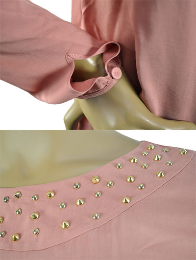 在庫一掃セール 秋冬 インポート ブラウスIMPERIAL ラウンドネックブラウス ローズ 