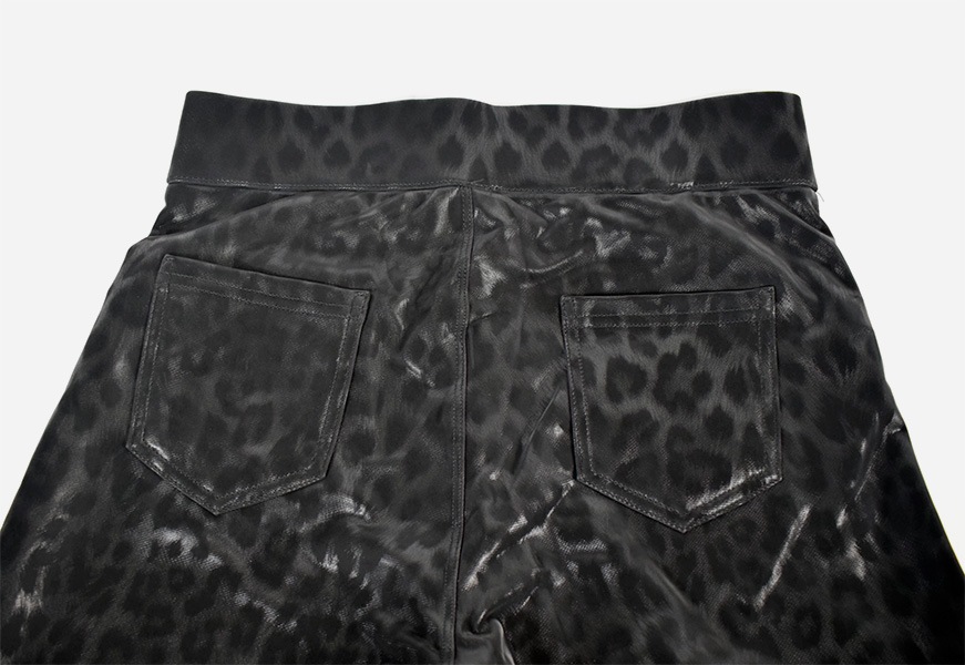 イタリア インポート ブランド レギンス ELETTA 13127 アニマル柄サーマルレギンス 黒