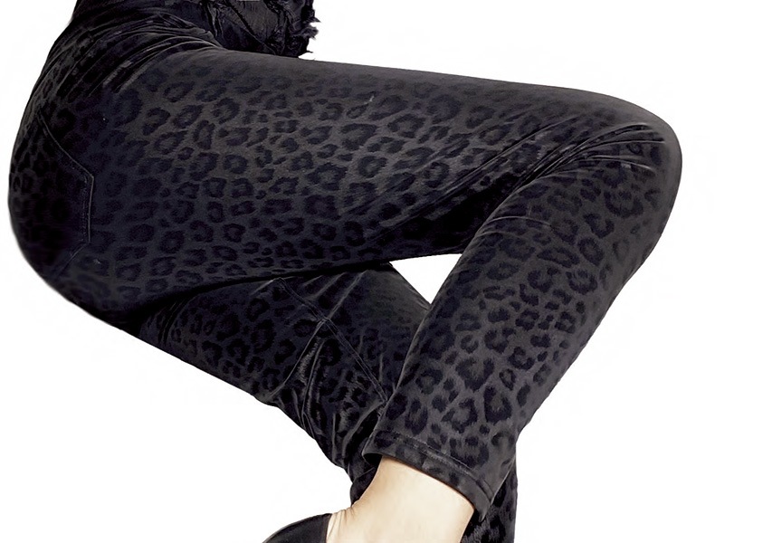 イタリア インポート ブランド レギンス ELETTA 13127 アニマル柄サーマルレギンス 黒