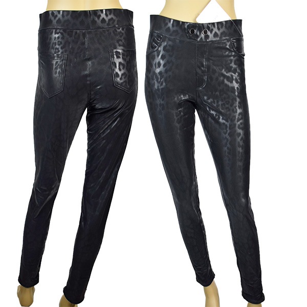 イタリア インポート ブランド レギンス ELETTA 13127 アニマル柄サーマルレギンス 黒