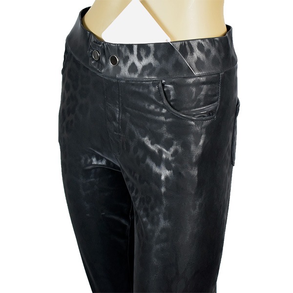 イタリア インポート ブランド レギンス ELETTA 13127 アニマル柄サーマルレギンス 黒