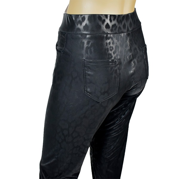 イタリア インポート ブランド レギンス ELETTA 13127 アニマル柄サーマルレギンス 黒