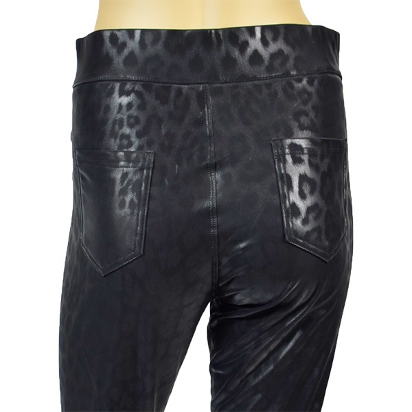 イタリア インポート ブランド レギンス ELETTA 13127 アニマル柄サーマルレギンス 黒