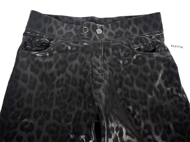 イタリア インポート ブランド レギンス ELETTA 13127 アニマル柄サーマルレギンス 黒