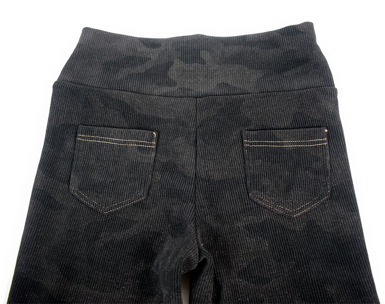 イタリア インポート ブランド レギンス ELETTA 13128 迷彩柄ラメベロアレギンス　黒