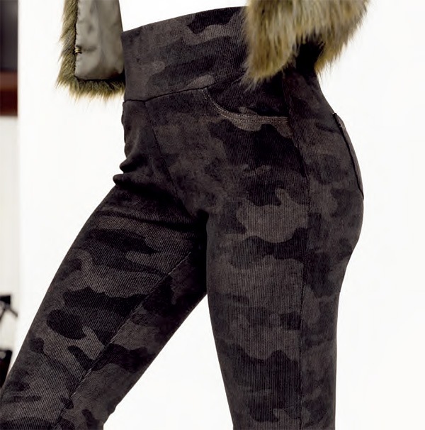 イタリア インポート ブランド レギンス ELETTA 13128 迷彩柄ラメベロアレギンス　黒