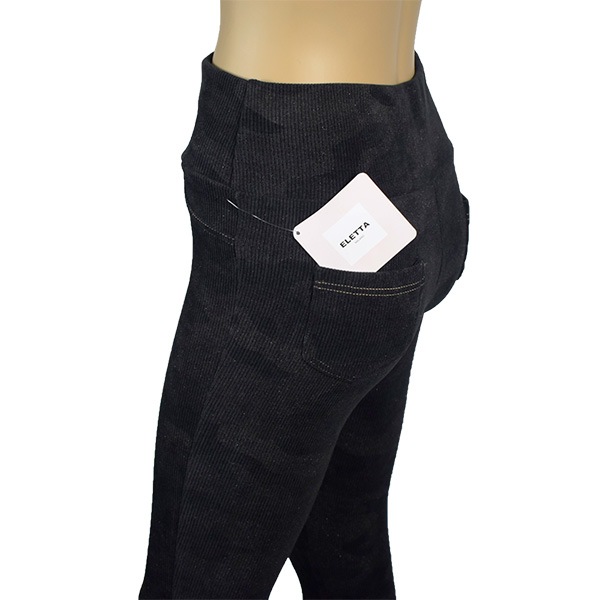 イタリア インポート ブランド レギンス ELETTA 13128 迷彩柄ラメベロアレギンス　黒