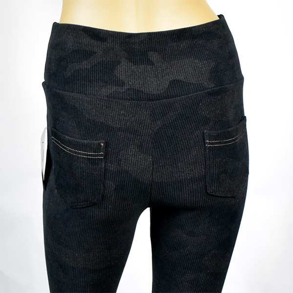 イタリア インポート ブランド レギンス ELETTA 13128 迷彩柄ラメベロアレギンス　黒