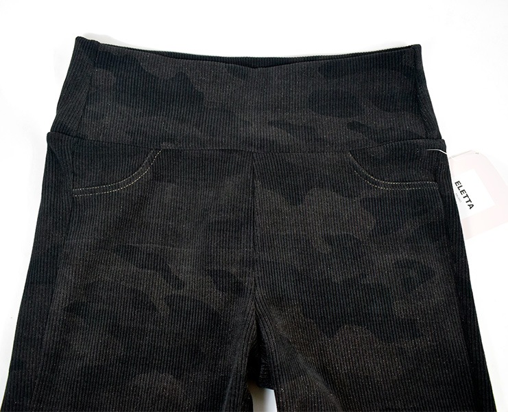 イタリア インポート ブランド レギンス ELETTA 13128 迷彩柄ラメベロアレギンス　黒