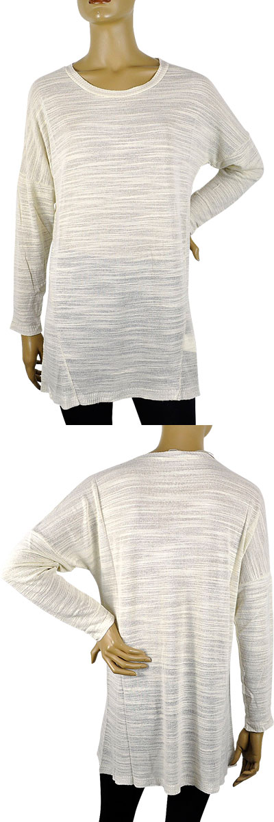 在庫一掃セール 春夏 イタリア インポート ニット POIS 麻混チュニックニット アイボリー