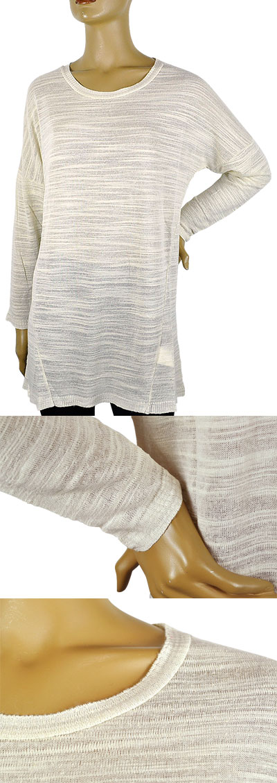 在庫一掃セール 春夏 イタリア インポート ニット POIS 麻混チュニックニット アイボリー