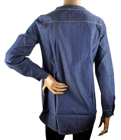 在庫一掃セール 春夏 インポート ブラウスSUSY MIX by SALEPEPE デニムシャツ ブルー