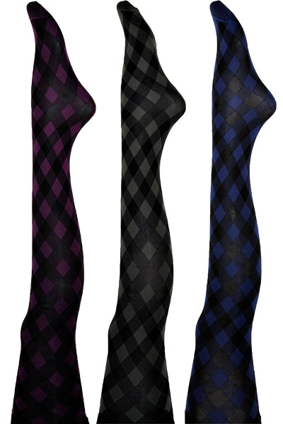 柄タイツ LEVANTE E647 チェック柄タイツ 3色