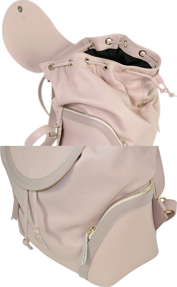 イタリア バッグ BECATO MEGAN レザーリュクザック　パウダーピンク
