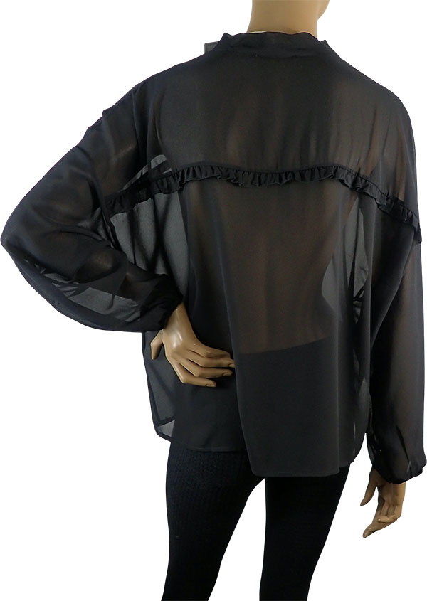 在庫一掃セール SALE 秋冬イタリア インポート ブランド ブラウス ELEONORA AMADEI ボータイシフォンブラウス 黒