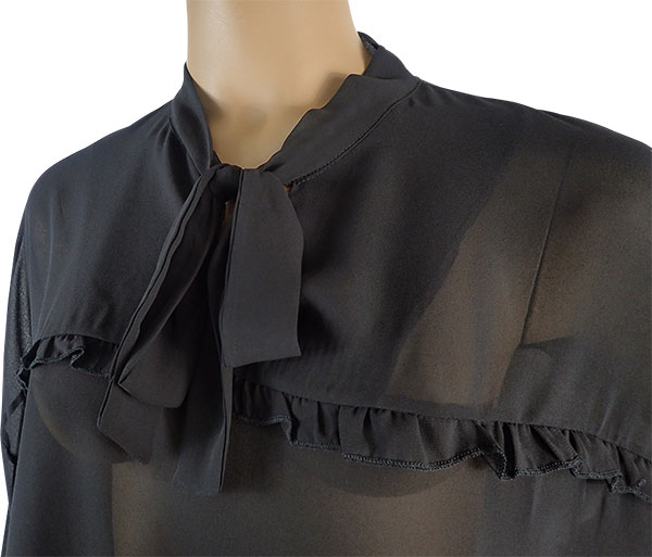在庫一掃セール SALE 秋冬イタリア インポート ブランド ブラウス ELEONORA AMADEI ボータイシフォンブラウス 黒