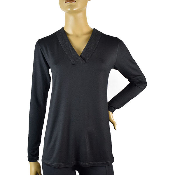 イタリア インポート ブランド カットソー JADEA 4533 Vネックカットソー 黒