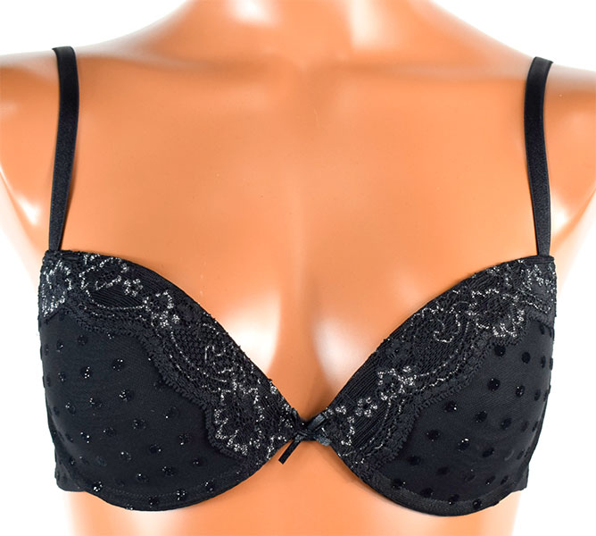 イタリア インポート ブランド ランジェリー JADEA 4573 ラメレース切替プッシュアップブラ・ブラジリアンタンガセット 黒
