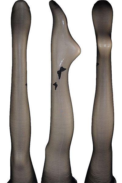 イタリア インポート 柄ストッキング LEVANTE E710 蝶々柄ストッキング　黒