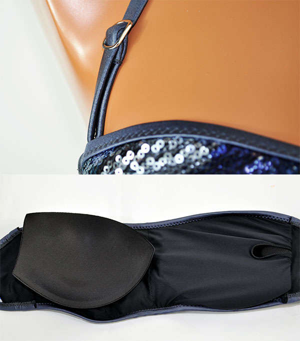 イタリア インポート 水着 AMAREA 18046 スパンコール刺繍バンドゥ水着ビキニ グレー