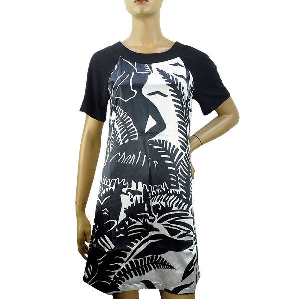 在庫一掃セール 春夏 インポート ワンピース ELEONORA AMADEI サテンワンピース 白黒 