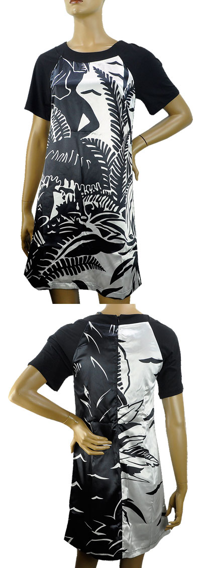 在庫一掃セール 春夏 インポート ワンピース ELEONORA AMADEI サテンワンピース 白黒 