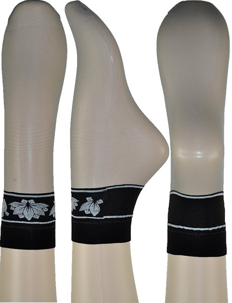 LEVANTE E670 花柄切替ソックス グレー系